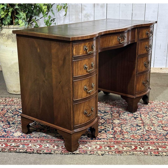 English Desk in Mahogany with a Leather Top, 1950s For Sale - Image 6 of 16