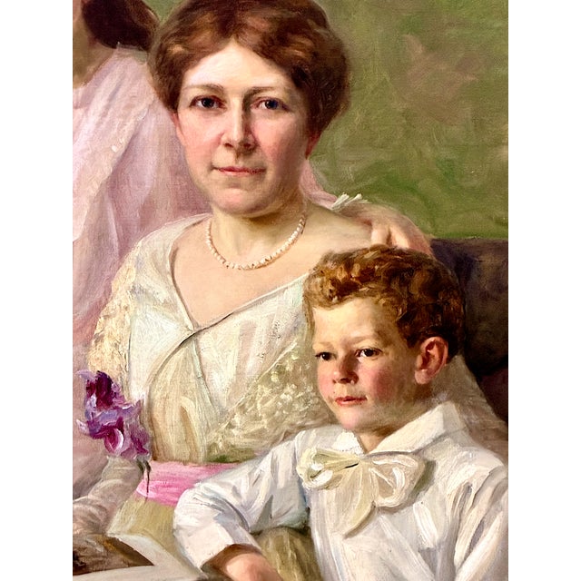 American A 1915 American Family Portrait by Nicholas Richard Brewer (1857-1949) For Sale - Image 3 of 9
