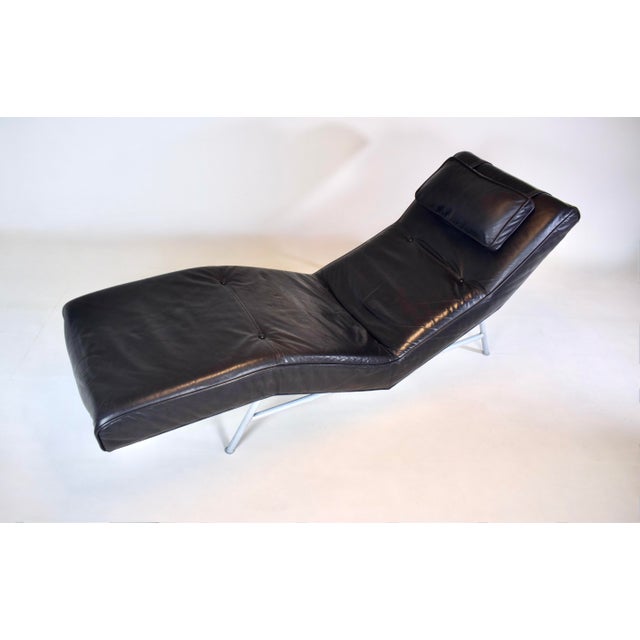 Late 20th Century Milo Baughman Black Leather Fred Chaise Lounge Chair for Thayer Coggin For Sale - Image 5 of 14