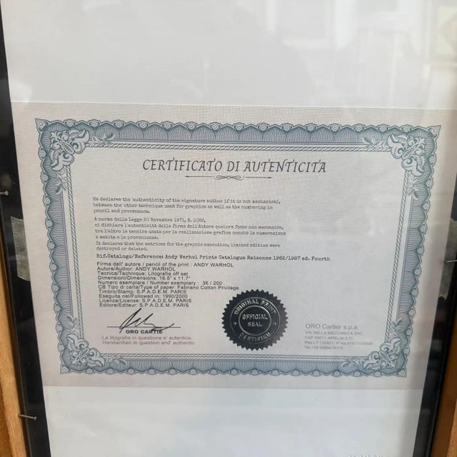 A 21st Century Framed Pop Art Marylin Monroe 36/200 Lithography by Andy Warhol For Sale - Image 13 of 15