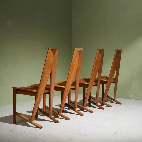 This set of 4 dining chairs were designed by Søren Nissen and Ebbe Gehl in 1980 and produced in France. They are made of...