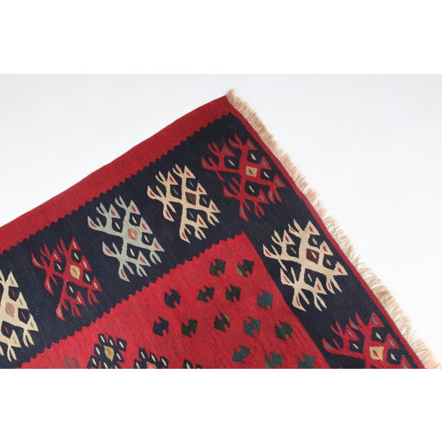 Late 19th Century Antique Red Tones Collector Kilim Rug - 6' 2'' X 4' 4'' For Sale In Tampa - Image 6 of 12
