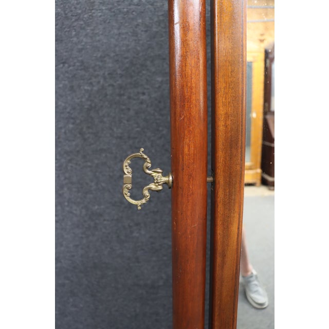 Edwardian Style Mahogany Cheval Dressing Mirror With Brass Accents For Sale - Image 12 of 13