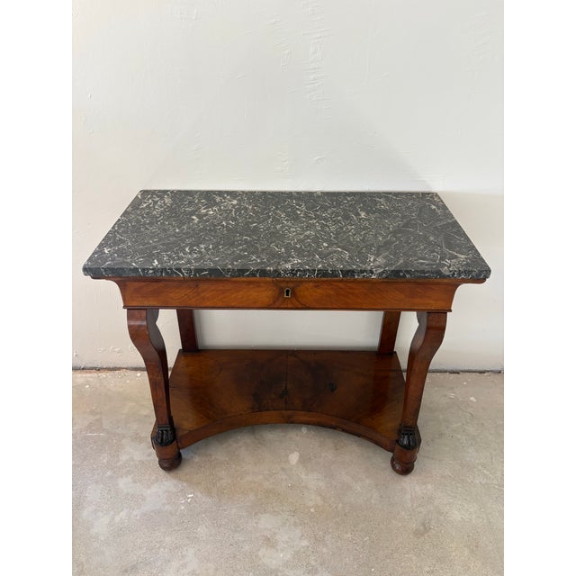 French Empire Walnut and Marble Console Table, Circa 1820–1840 For Sale - Image 11 of 12