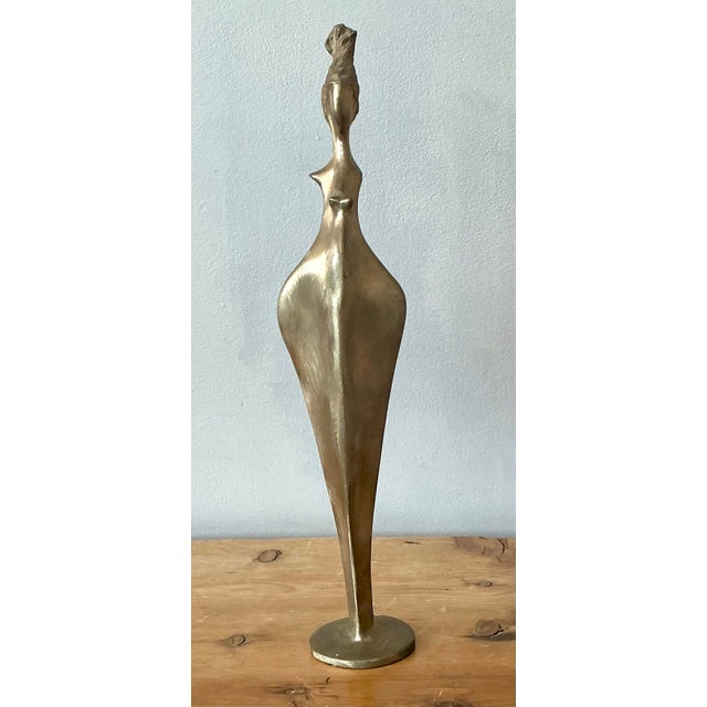 Mid-Century Modern Vintage Brass Abstract Figurative of Woman For Sale - Image 3 of 12
