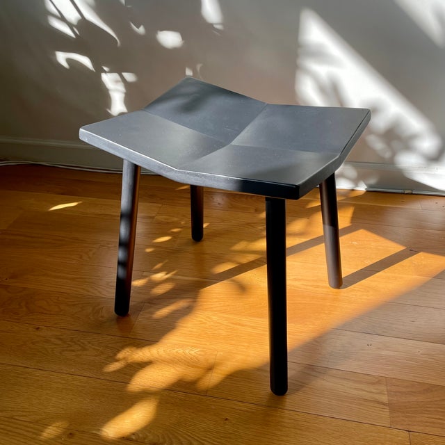 Black Mitre Low Wooden Stool, Black, by Souda, Modern, Minimal, Contemporary, Wood Seating For Sale - Image 8 of 10