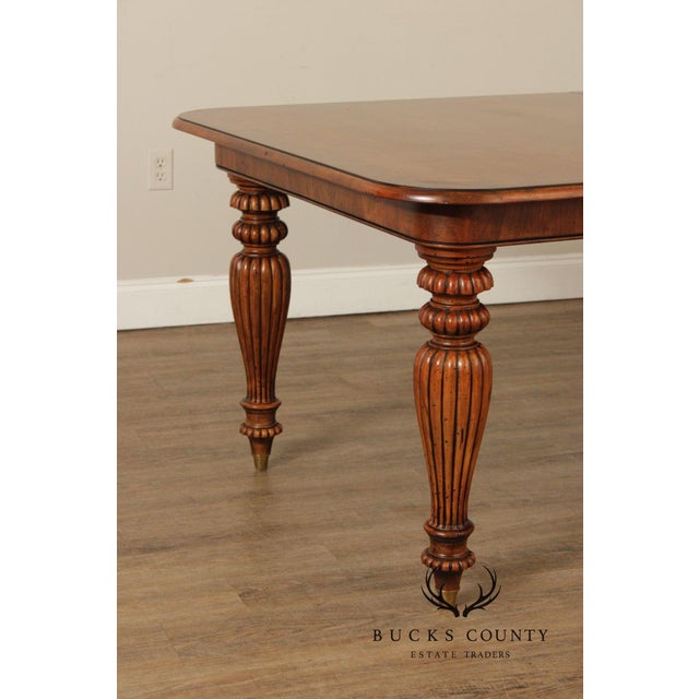 Late 20th Century Henredon Somerton Banded Mahogany Rectangular Dining Table With Fluted Legs For Sale - Image 5 of 18