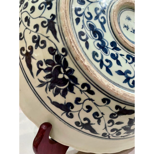 Pair of Oversized Chinese Blue & White Porcelain Charger Plates With Dragon & Phoenix Motif – 17.4” For Sale - Image 12 of 12