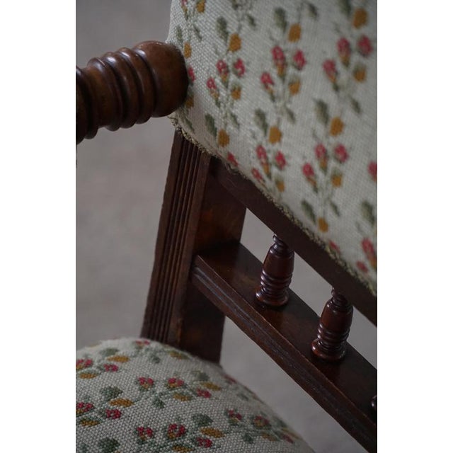 Danish Modern Armchair in Turned Wood with Floral Upholstery, Early 20th Century, 1930s For Sale - Image 9 of 18