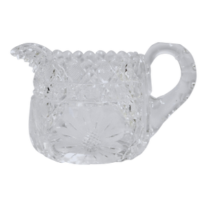 Early 20th Century American Brilliant Period Etched Cut Crystal Creamer Jug Pitcher