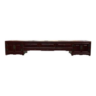 Asian Reclaimed Wood Low Console Table For Sale