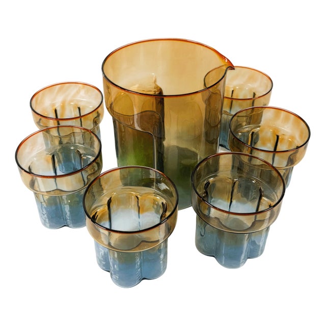 Cocktail Glasses by Toni Zuccheri for Vetrelco, 1970s, Set of 7 For Sale
