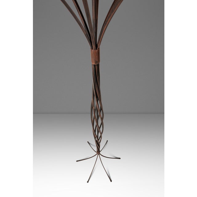 Rare Mid-Century Modern Rustic Hand-Forged Twisted Metal Torchiere Floor Lamp Attributed to Robert Sonneman for George Kovacs, Usa, C. 1990 For Sale - Image 11 of 14