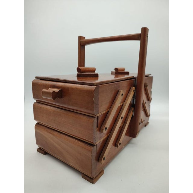 Mid-Century Wood Cantilever Sewing Box, Germany, 1950s For Sale - Image 10 of 10