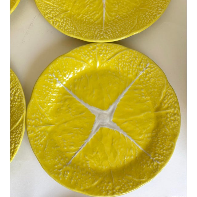 Mid 20th Century Mid-Century Secla Portuguese Yellow Majolica Cabbage Leaf Plates – Set of 4 For Sale - Image 5 of 10