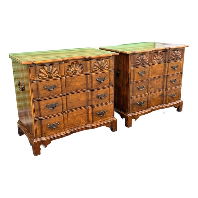 Theodore Alexander Chippendale Style Mahogany Block Front Chests-Set of Two . For Sale