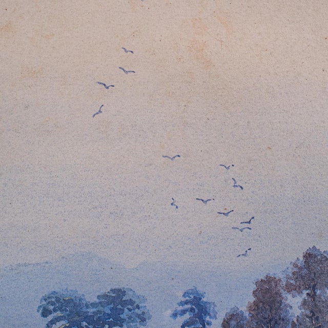 Vintage Landscape Painting, Japanese School, Watercolour, Art, Mid Century, 1960 For Sale - Image 10 of 12