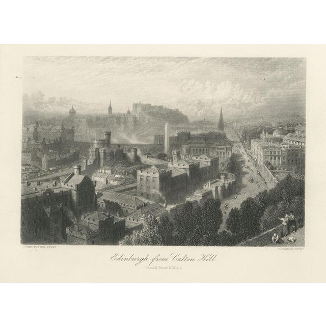 Antique Edinburgh from Calton Hill Engraving after Birket Foster, 1876 For Sale - Image 9 of 9