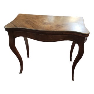 Late 19th Century French Folding Card / Game Table With Marquetry Inlaid Top For Sale
