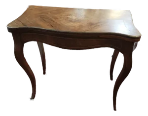 Late 19th Century French Folding Card / Game Table With Marquetry Inlaid Top