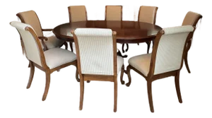 Solid Wood Dining Table and Eight Chairs