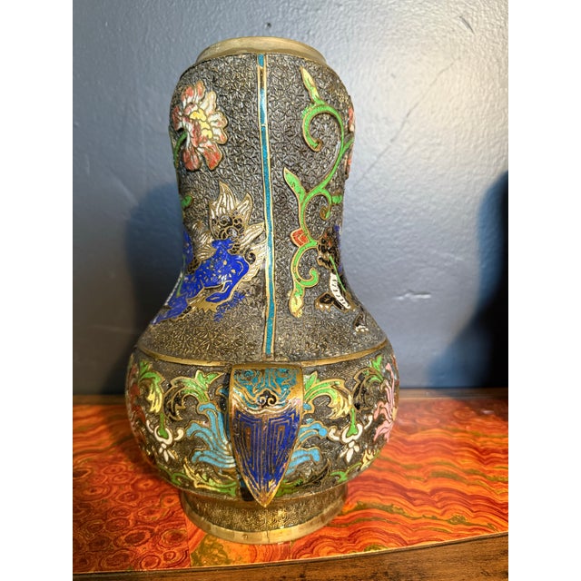 Chinese Pair of 1930s Chinese Champleve Spill Vases For Sale - Image 3 of 8