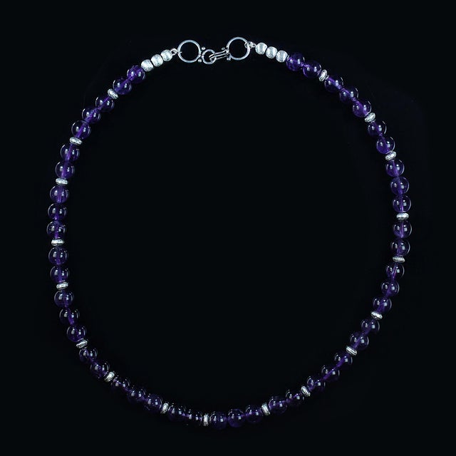 Traditional Ajd 19.5 Inch Highly Polished Transparent Amethyst Necklace For Sale - Image 3 of 5