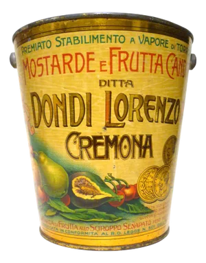 Italian Tin Mustard Box by Dondi Lorenzo, 1930s