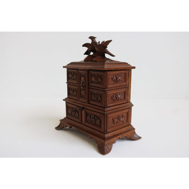 Antique Swiss Black Forest Jewelry Box in Fruitwood, 1880 For Sale - Image 9 of 12