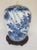 Chinoiserie Vintage Chinese Blue & White Porcelain Ginger Jar With Birds & Bamboo, Wood Stand For Sale - Image 3 of 10