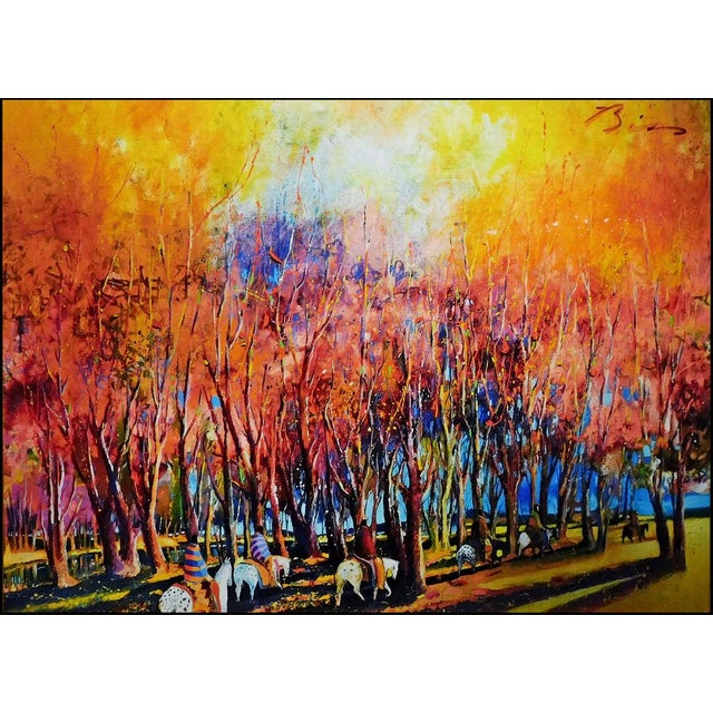 "Breaking Through an Autumn Grove" #13 Posthumous reproduction Commemorative Limited Edition Giclee on Canvas by Earl Biss...