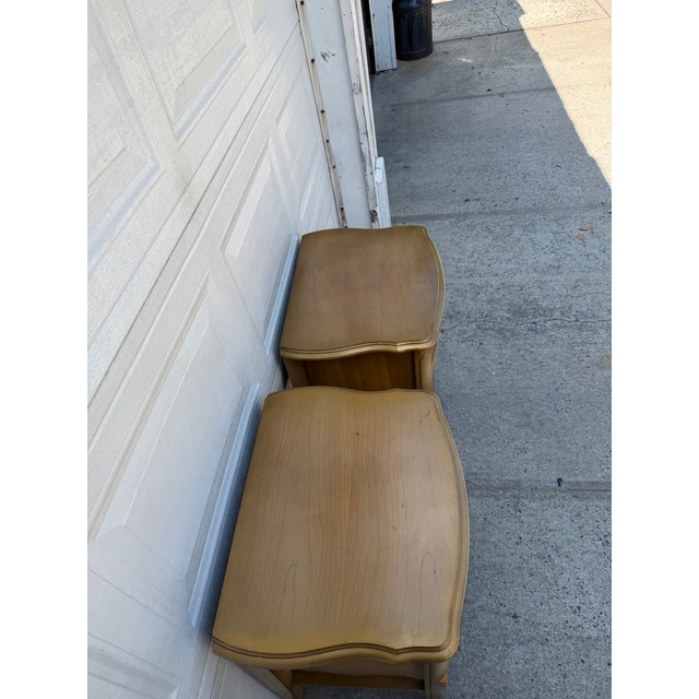 Pair of Vintage French Provincial Louis XV Style Gold Nightstands With Drawers For Sale - Image 9 of 12