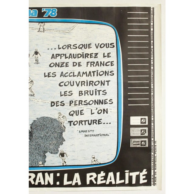 Illustration 1978 Argentina Soccer Propaganda Poster - Argentina 78 "Derrière l'Écran : La Réalité" - J-F Batellier For Sale - Image 3 of 3