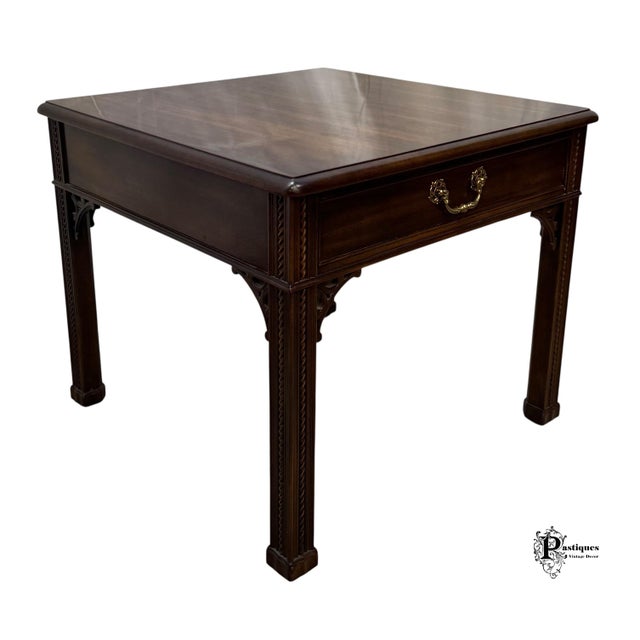 Wood Vintage Henredon Chippendale Style Mahogany Side Table For Sale - Image 7 of 12
