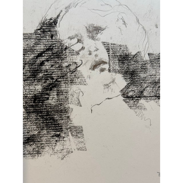 Late 20th Century Late 20th Century Female Portrait Charcoal on Paper For Sale - Image 5 of 9