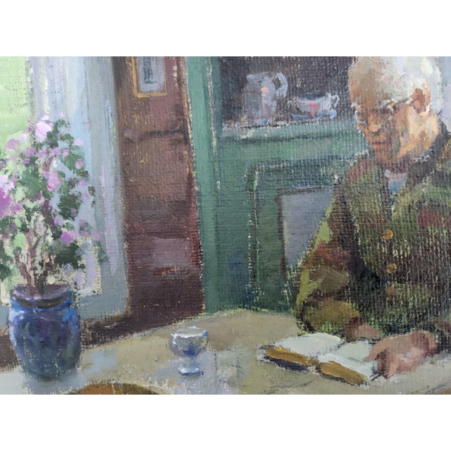 Textile Original Mid Century Norwegian Interior Oil Painting by Karl Vilhelm Anstensen 1978 For Sale - Image 7 of 18