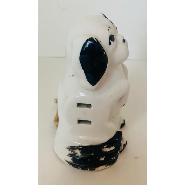 Antique Ceramic Puppy Dog 3-Way Electric Plug Figurine, 1920-40 For Sale - Image 4 of 12