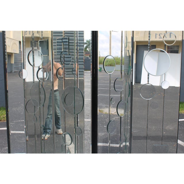 Luxe 1970's Mid Century Modern Fully Mirrored Folding Room Divider/ Screen. This piece is gorgeous! Artistic as well as...