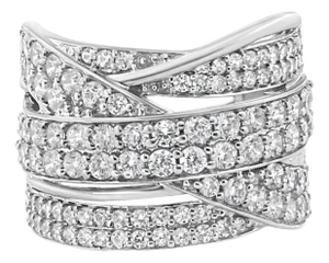 .925 Sterling Silver 2.00 Cttw Round-Cut Diamond Overlapping Bypass Band Ring (I-J Color, I2-I3 Clarity) - Ring Size 7