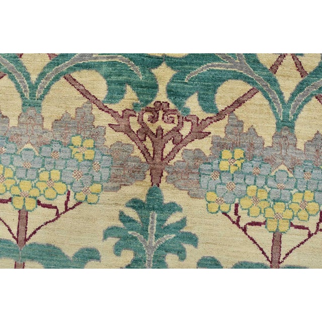 Beige William Morris Rug 9’11” X 13’3” Beige Wool Hand-Knotted Oriental Carpet For Sale - Image 8 of 15