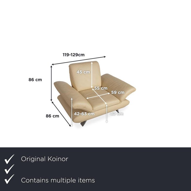 Modern Rossini 3-Seater Sofa and Armchairs in Yellow Leather from Koinor, Set of 3 For Sale - Image 3 of 18