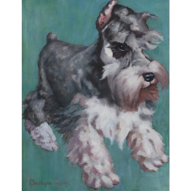 Original Miniature Schnauzer Dog Oil Painting by Christophe Cassidy For Sale - Image 4 of 4