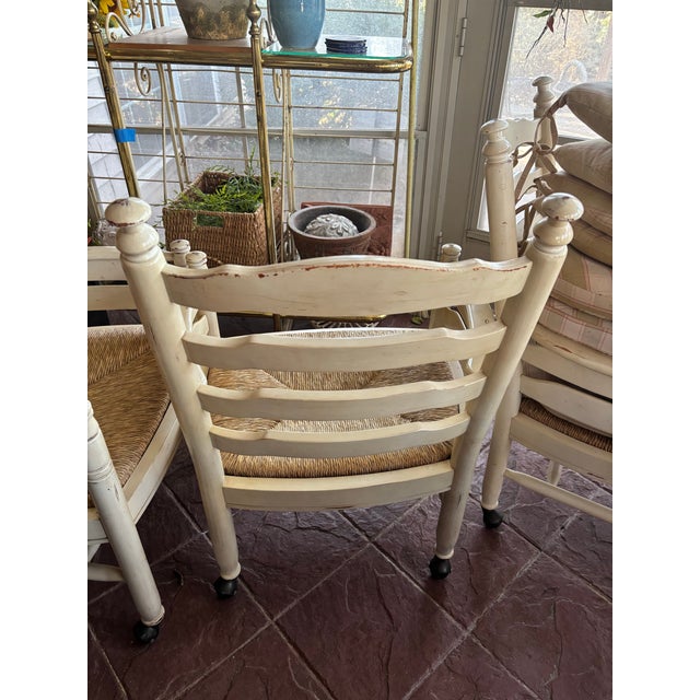 1990s Set of 4 Ladder Back French Country Roller Chairs For Sale - Image 9 of 11