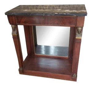 Empire Mahogany Mirrored Marble Top Console