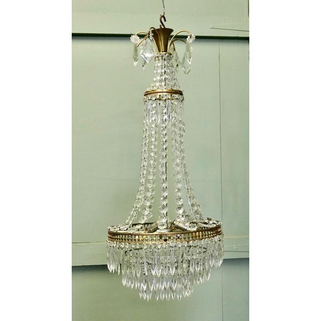Large French Empire Tent and Waterfall Chandelier, 1930 For Sale - Image 4 of 9
