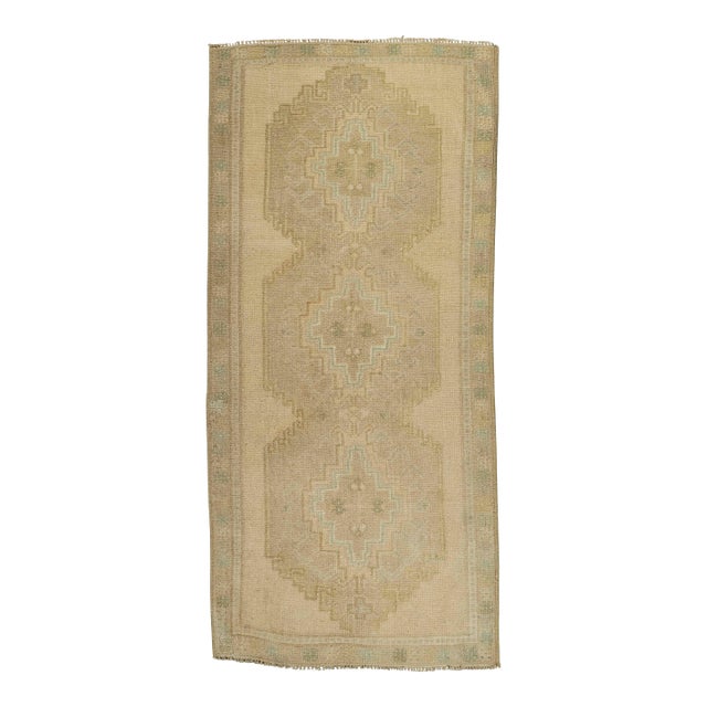 Turkish Mini Rug Oriental Hand Knotted Vintage Rug 1'7" x 3'6" #21168 For Sale