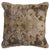 Pillow made from a Turkish Anatolian rug from the 20th century with pink and blue cotton accents on a shabby chic beige...
