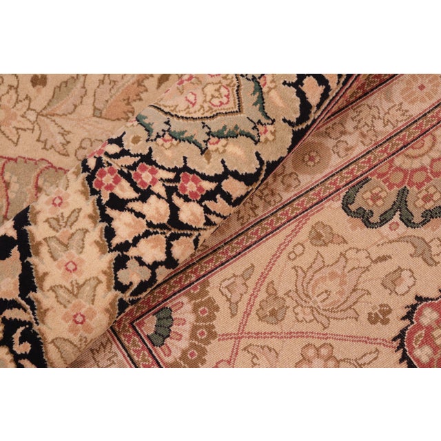 Textile Elegant Floral 1990's Pak-Persian Beige/Black Wool Rug - 8'0'' X 11'1'' For Sale - Image 7 of 9