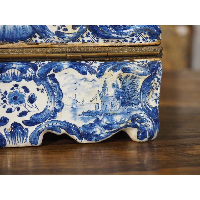 Hand Painted Blue and White Delft Table Box, Circa 1850 For Sale - Image 13 of 17