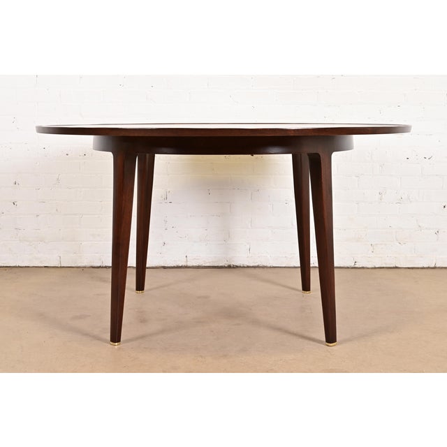 Edward Wormley for Dunbar Mid-Century Modern Walnut Extension Dining Table, Newly Refinished For Sale - Image 12 of 14